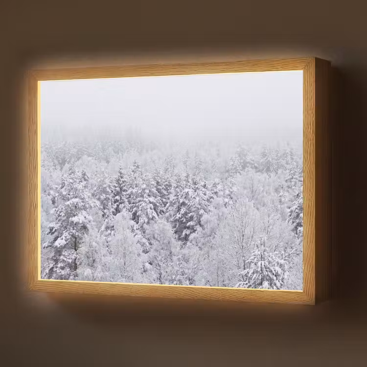 Bos - Sneeuw - Winter - Natuur - Wit Light Box met batterij (Wandlamp) middel -z3d_website