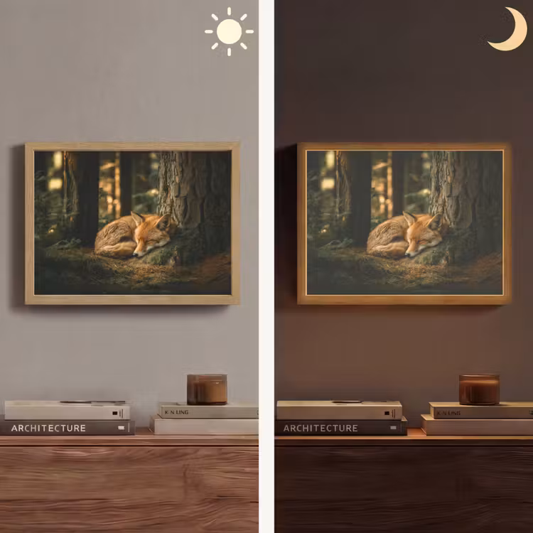 Vos - Bos - Slapen Light Box met batterij (Wandlamp) middel -sfeer3