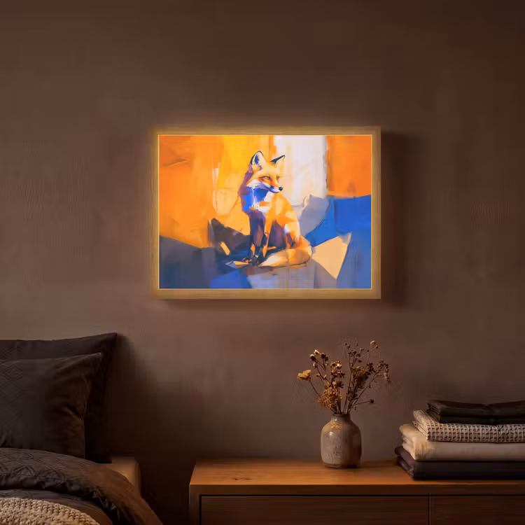 Vos - Oranje - Vormen - Abstract Light Box met batterij (Wandlamp) middel -sfeer4
