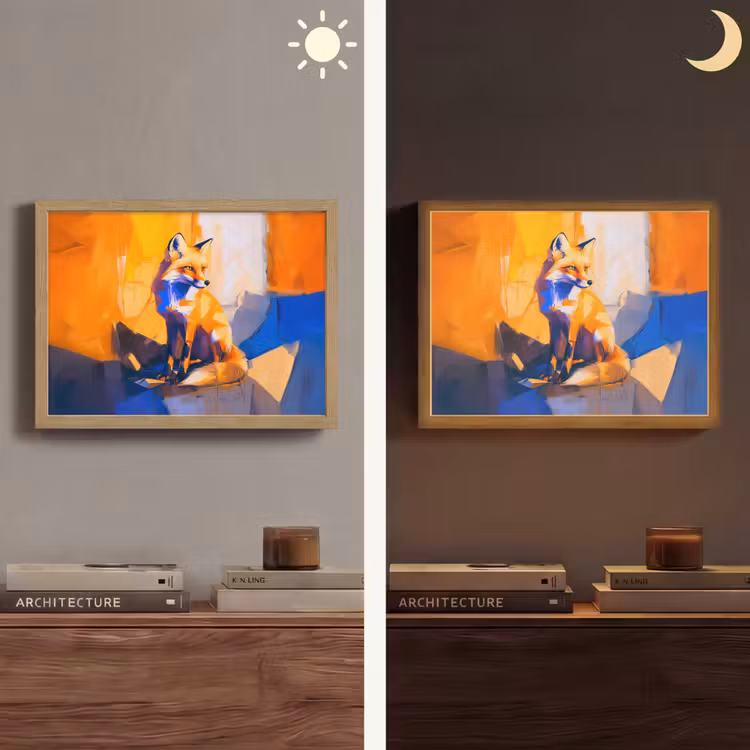 Vos - Oranje - Vormen - Abstract Light Box met batterij (Wandlamp) middel -sfeer3