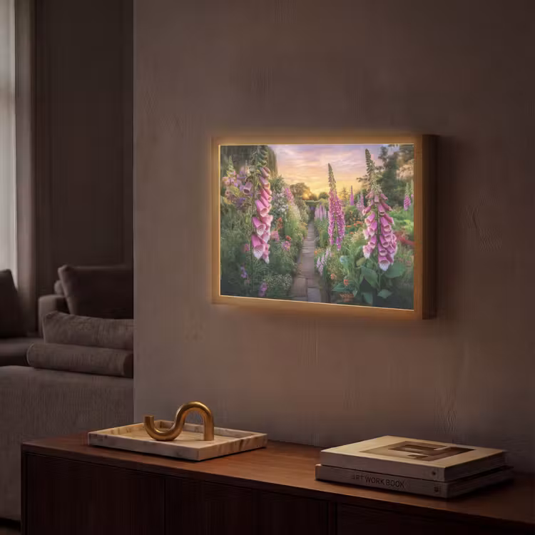Vingerhoedskruid - Bloemen - Tuin Light Box met batterij (Wandlamp) middel -sfeer1