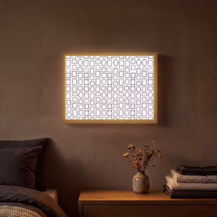 Lijsten - Patroon - Decoratie - Schets - Zwart-wit Light Box met batterij (Wandlamp) middel -sfeer4