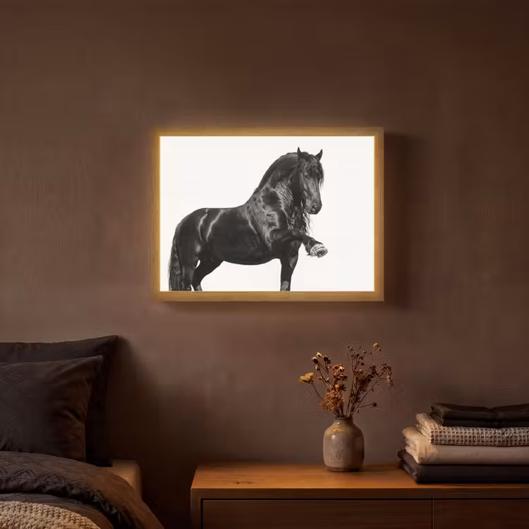 Fries - Hengst - Modern Light Box met batterij (Wandlamp) middel -sfeer4