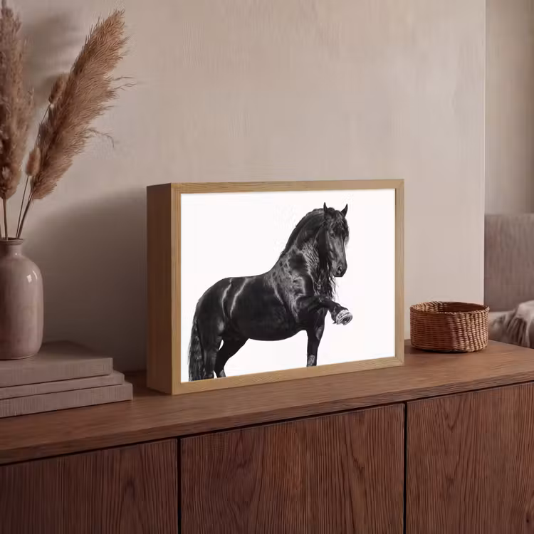 Fries - Hengst - Modern Light Box met batterij (Wandlamp) middel -sfeer2