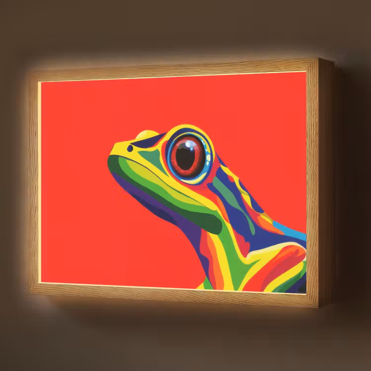 Kikker - Kleurrijk - Strepen - Ogen Light Box met batterij (Wandlamp) middel -z3d_website