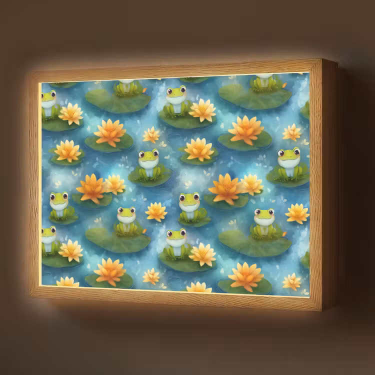 Kikker - Lelies - Groen Light Box met batterij (Wandlamp) middel 907 -z3d_website