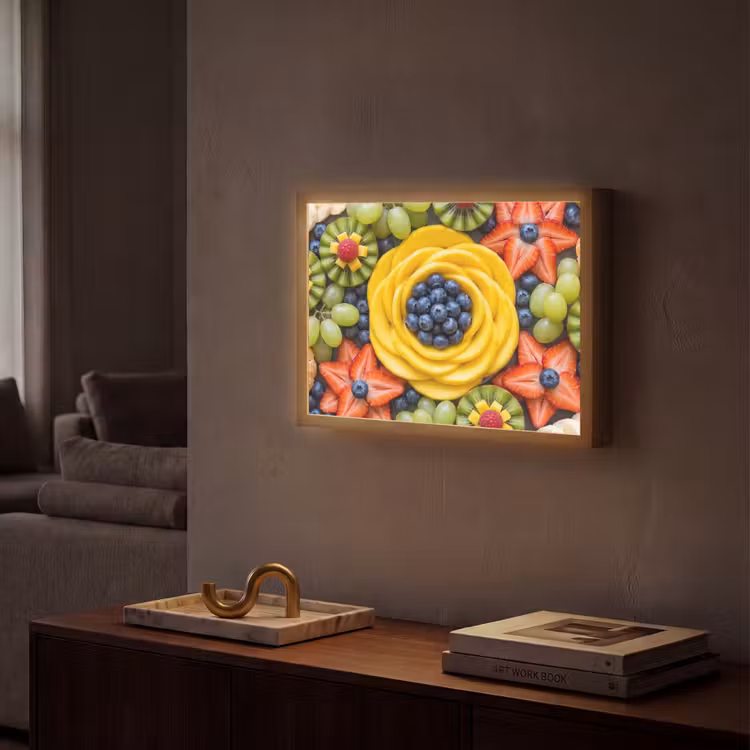 Fruit - Arrangement - Gezond - Kleurrijk - Eten Light Box met batterij (Wandlamp) middel -sfeer1