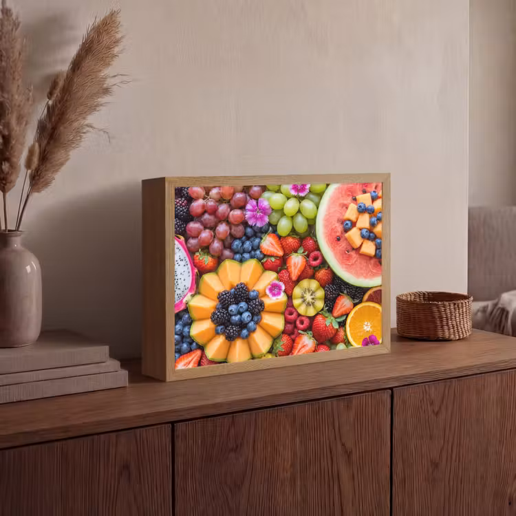 Fruit - Vers - Variatie - Eten - Kleurrijk Light Box met batterij (Wandlamp) middel -sfeer2