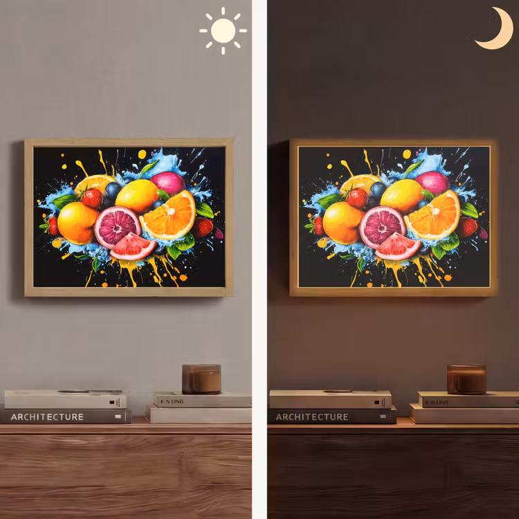 Fruit - Graffiti - Kleurrijk - Sinaasappel - Aardbei - Abstract Light Box met batterij (Wandlamp) middel -sfeer3