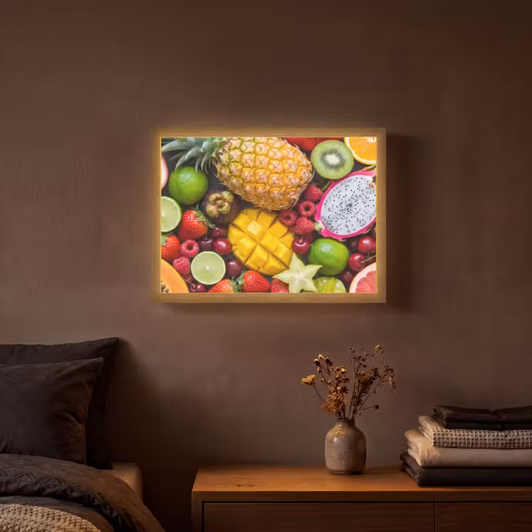 Fruit - Assortiment - Vers - Gezond - Kleurrijk Light Box met batterij (Wandlamp) middel -sfeer4
