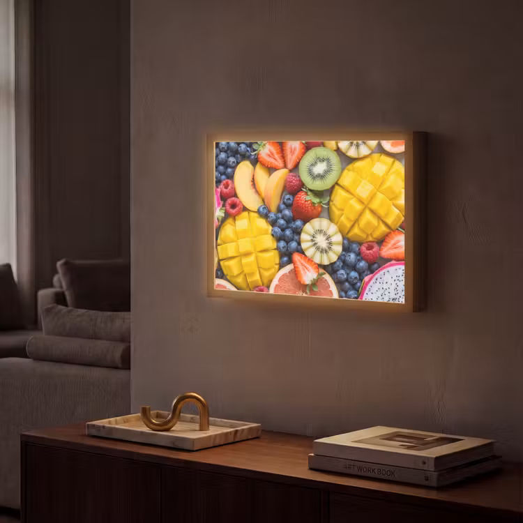 Fruit - Versneden - Kleurrijk - Eten - Gezond Light Box met batterij (Wandlamp) middel -sfeer1