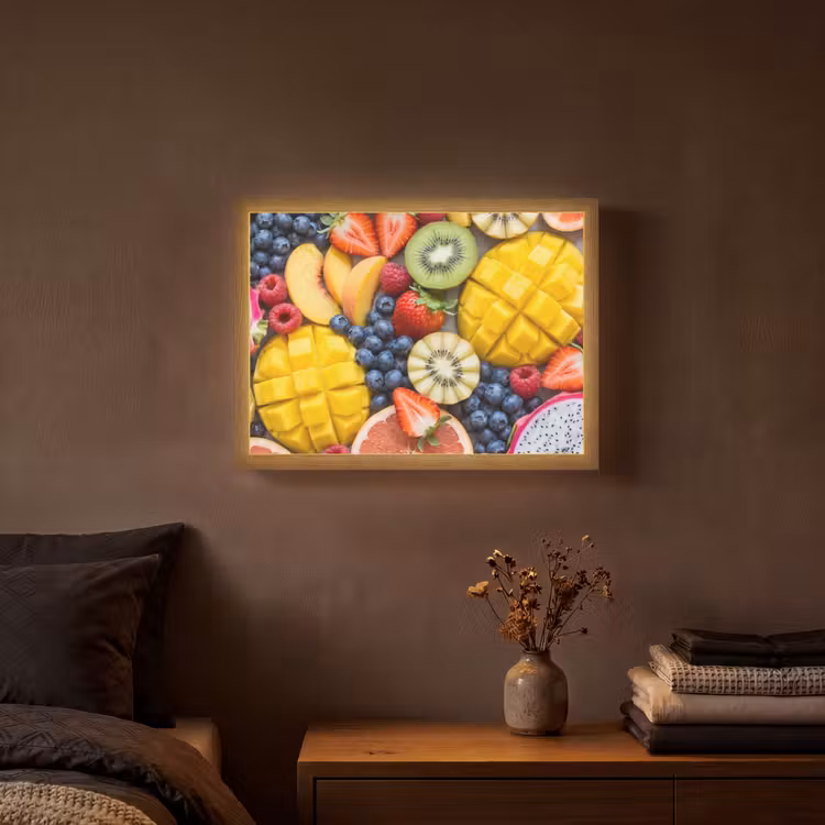Fruit - Versneden - Kleurrijk - Eten - Gezond Light Box met batterij (Wandlamp) middel -sfeer4