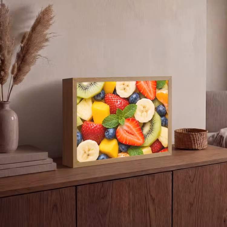 Fruit - Plakjes - Eten - Kleurrijk Light Box met batterij (Wandlamp) middel -sfeer2