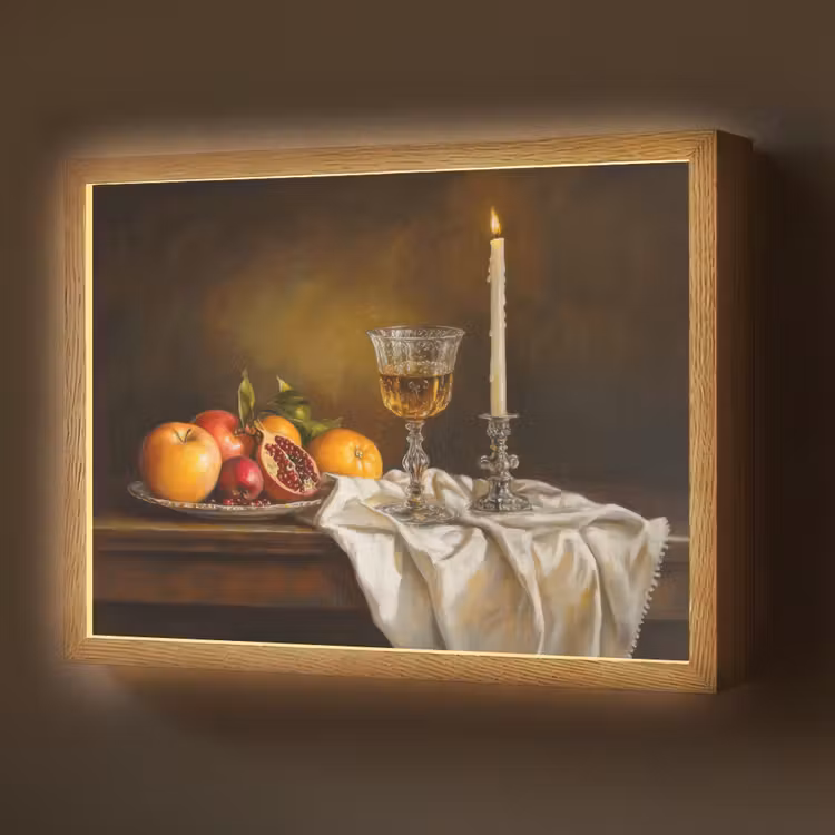 Fruit -  Stilleven - Wijn - Kaars Light Box met batterij (Wandlamp) middel -z3d_website