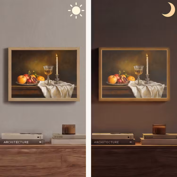 Fruit -  Stilleven - Wijn - Kaars Light Box met batterij (Wandlamp) middel -sfeer3