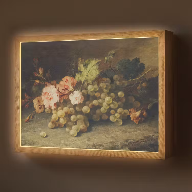 Fruit - Stilleven met druiven - Oude meesters Light Box met batterij (Wandlamp) middel -z3d_website