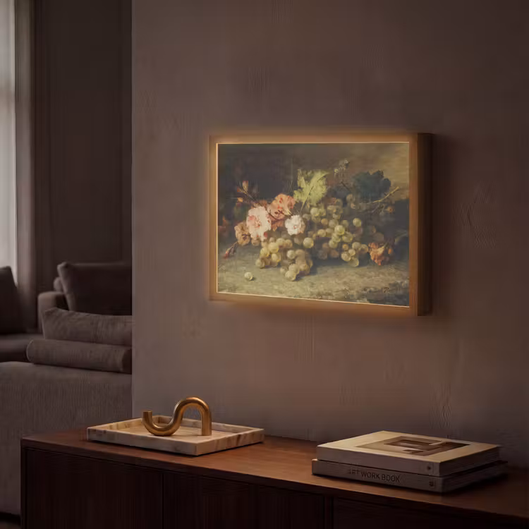 Fruit - Stilleven met druiven - Oude meesters Light Box met batterij (Wandlamp) middel -sfeer1