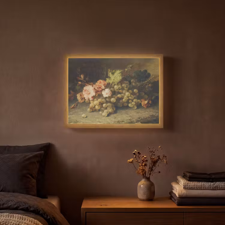 Fruit - Stilleven met druiven - Oude meesters Light Box met batterij (Wandlamp) middel -sfeer4