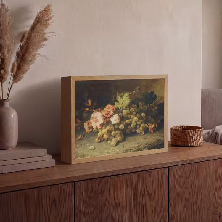 Fruit - Stilleven met druiven - Oude meesters Light Box met batterij (Wandlamp) middel -sfeer2