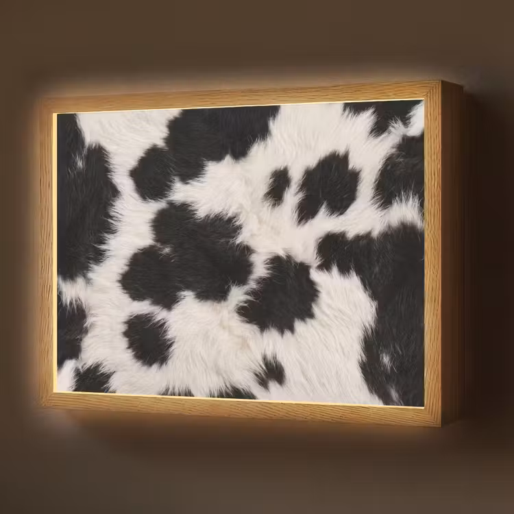 Bont - Textuur - Zwart - Wit Light Box met batterij (Wandlamp) middel -z3d_website