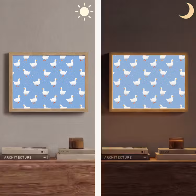 Ganzen - Elegant - Blauw Light Box met batterij (Wandlamp) middel 907 -sfeer3