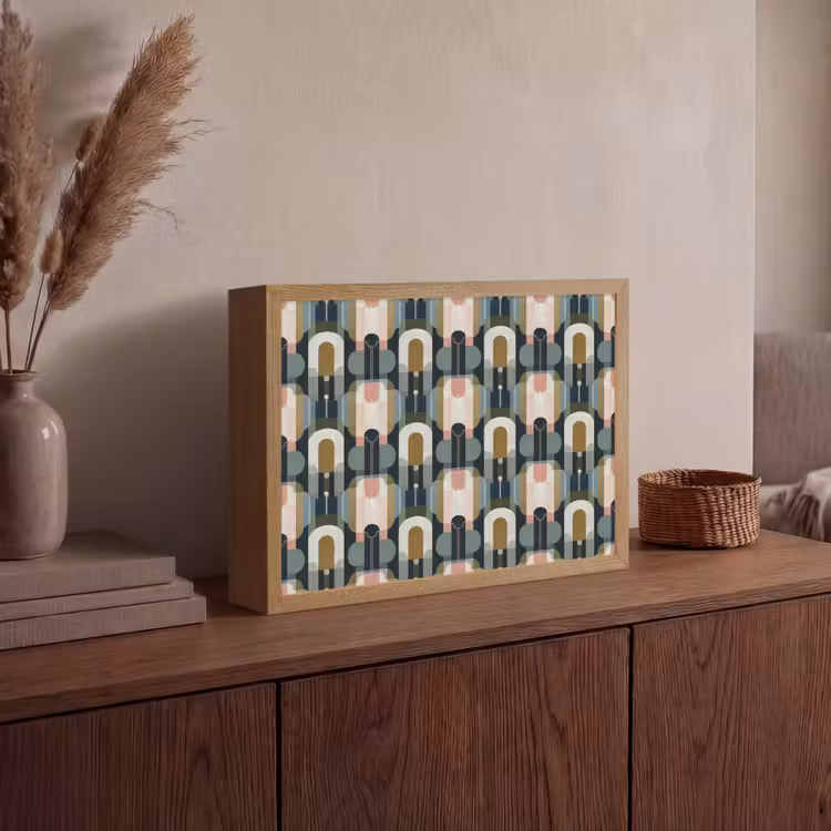 Geografisch - Modern - Kleurrijk Light Box met batterij (Wandlamp) middel 907 -sfeer2