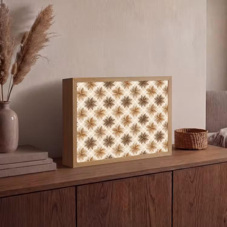 Geografisch - Patroon - Bruin Light Box met batterij (Wandlamp) middel 907 -sfeer2