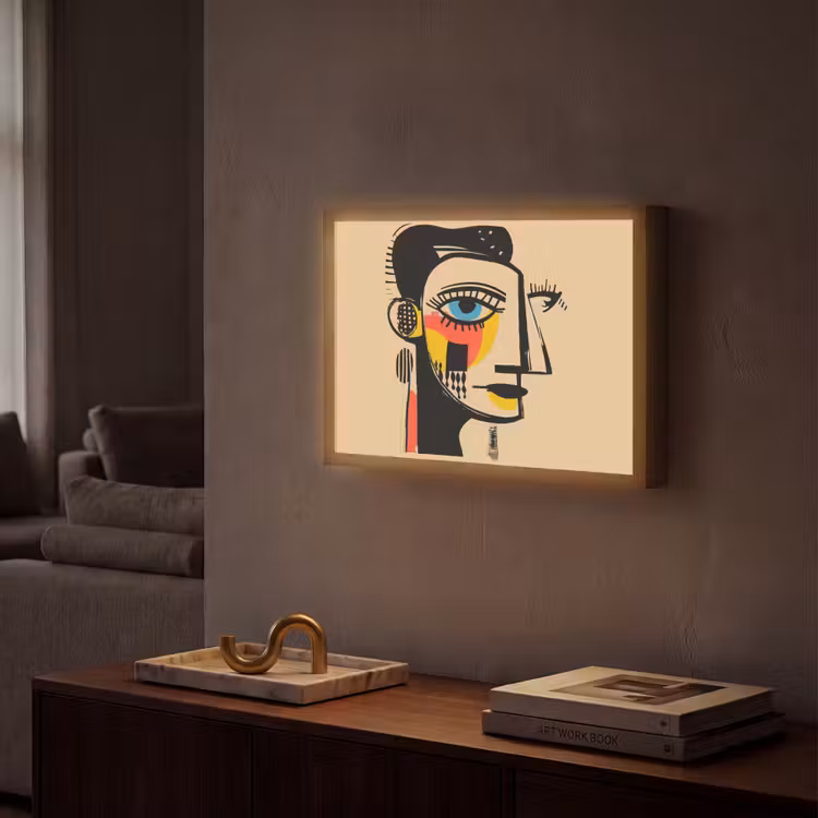 Geometrisch - Felle kleuren - Kubistische stijl Light Box met batterij (Wandlamp) middel -sfeer1