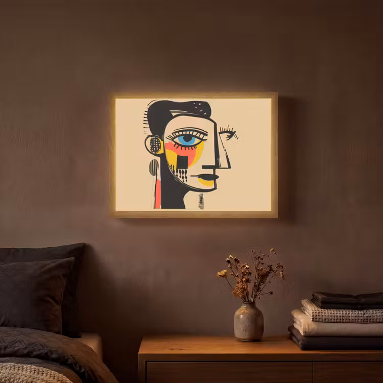 Geometrisch - Felle kleuren - Kubistische stijl Light Box met batterij (Wandlamp) middel -sfeer4