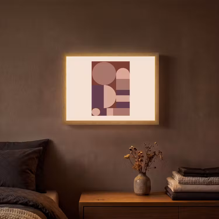 Geometrisch - Cirkels - Rood Light Box met batterij (Wandlamp) middel -sfeer4