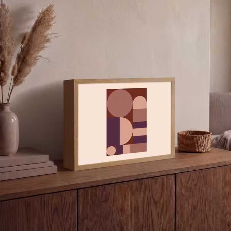 Geometrisch - Cirkels - Rood Light Box met batterij (Wandlamp) middel -sfeer2