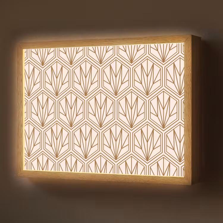 Geometrisch - Patroon - Beige Light Box met batterij (Wandlamp) middel 907 -z3d_website