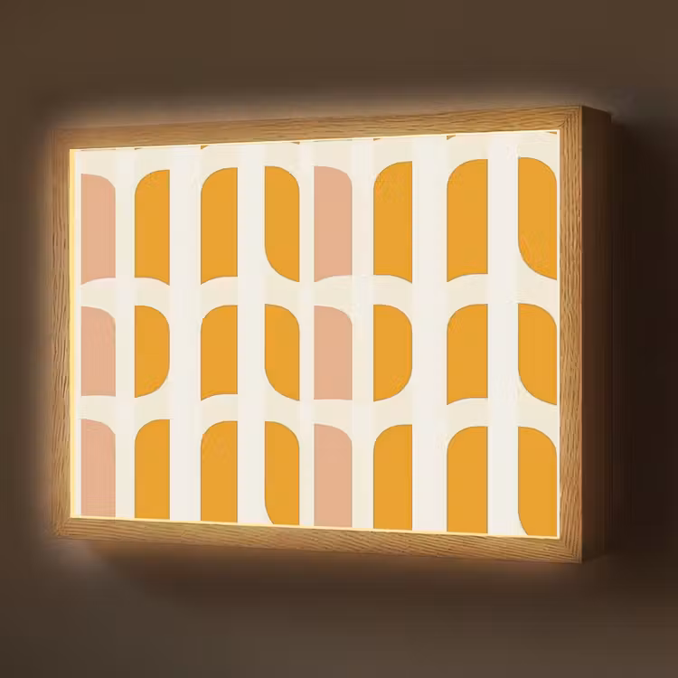 Geometrisch - Patroon - Geel - Roze Light Box met batterij (Wandlamp) middel 907 -z3d_website