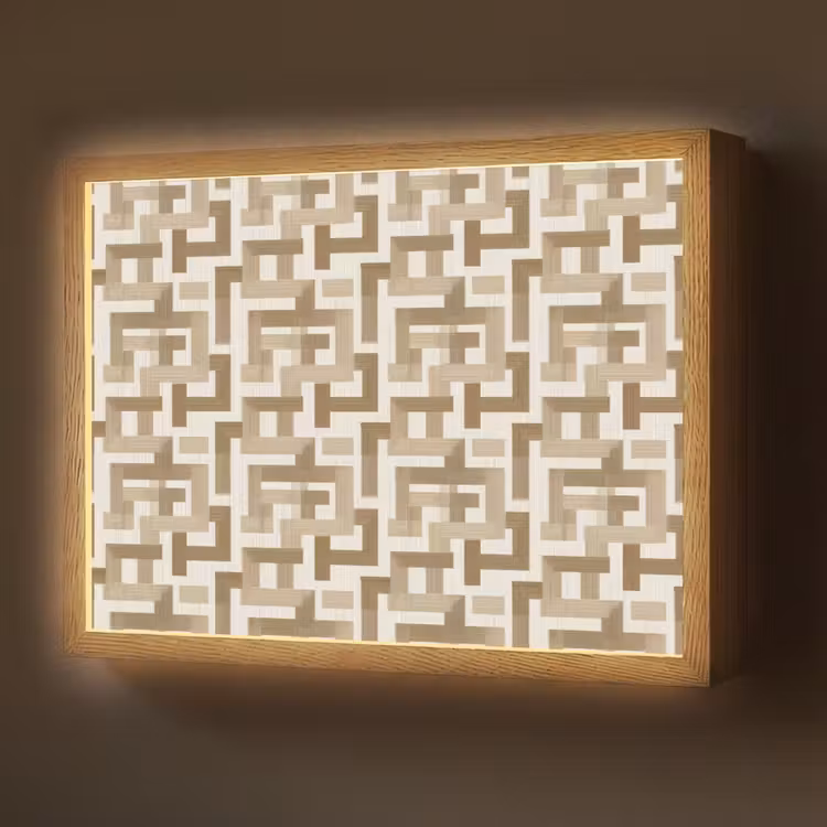 Geometrisch - Retro - Bruin Light Box met batterij (Wandlamp) middel 907 -z3d_website