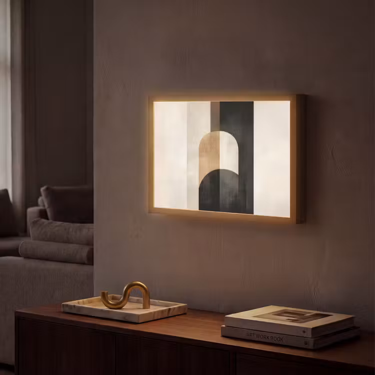 Geometrische - Vormen - Wit Light Box met batterij (Wandlamp) middel -sfeer1