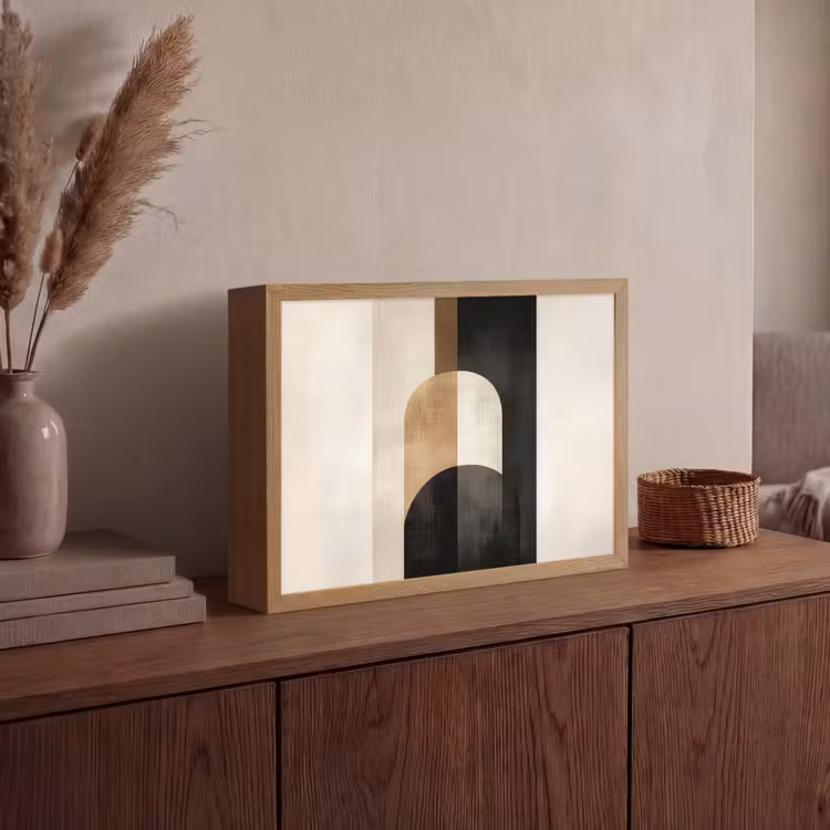 Geometrische - Vormen - Wit Light Box met batterij (Wandlamp) middel -sfeer2