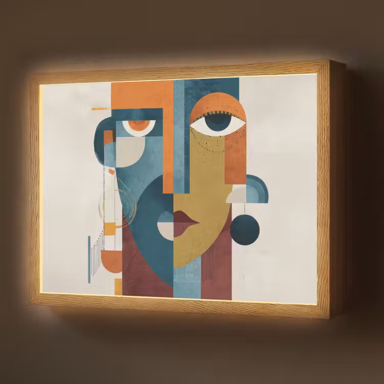 Geometrisch - Strakke vormen - Kleurrijk Light Box met batterij (Wandlamp) middel -z3d_website