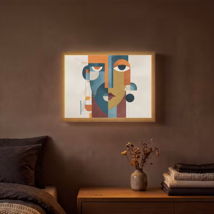 Geometrisch - Strakke vormen - Kleurrijk Light Box met batterij (Wandlamp) middel -sfeer4