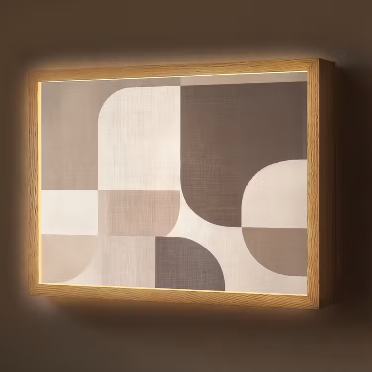 Geometrisch - Geweven structuur - Modern Light Box met batterij (Wandlamp) middel -z3d_website