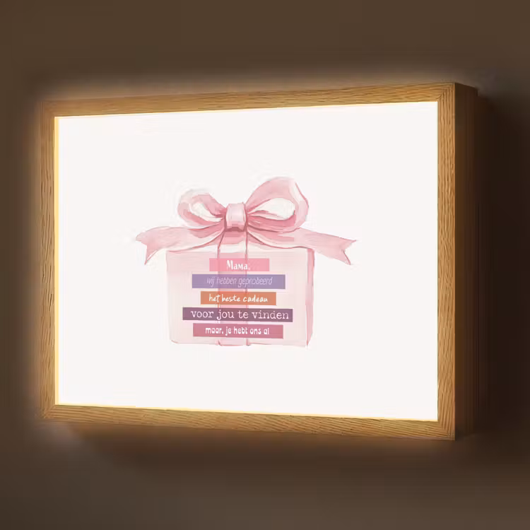 Cadeau - Strik - Tekst - Roze Light Box met batterij (Wandlamp) middel -z3d_website