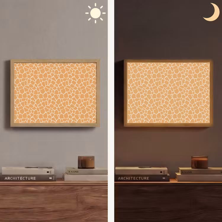 Giraf - Oranje - Patroon Light Box met batterij (Wandlamp) middel 907 -sfeer3