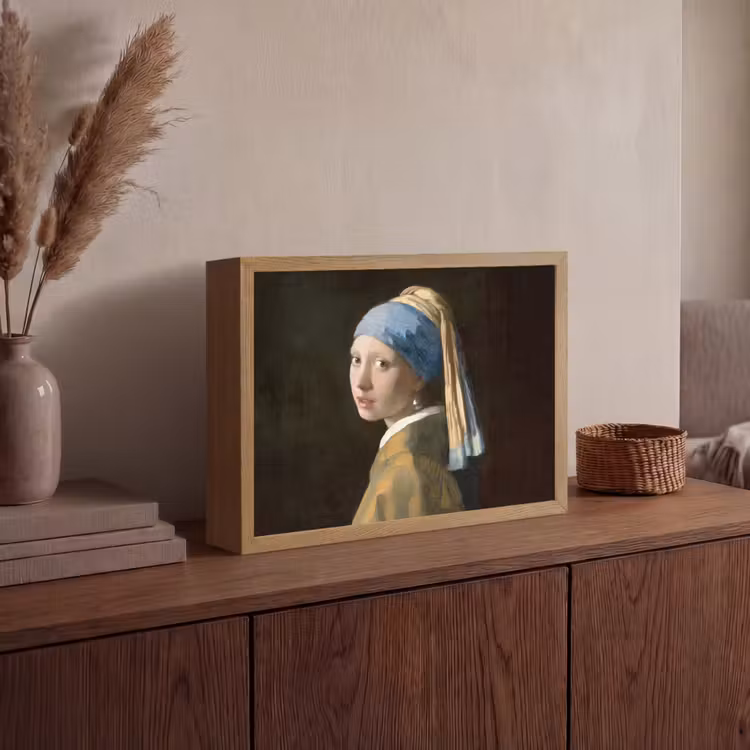 Meisje met de parel - Schilderij - Oude meesters - Vermeer Light Box met batterij (Wandlamp) middel -sfeer2