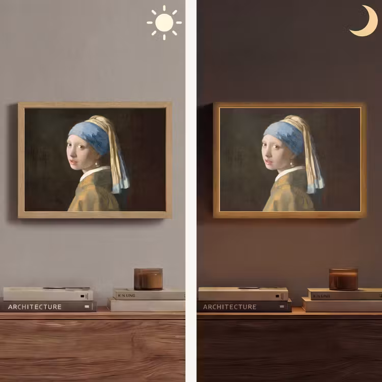 Meisje met de parel - Schilderij - Oude meesters - Vermeer Light Box met batterij (Wandlamp) middel -sfeer3