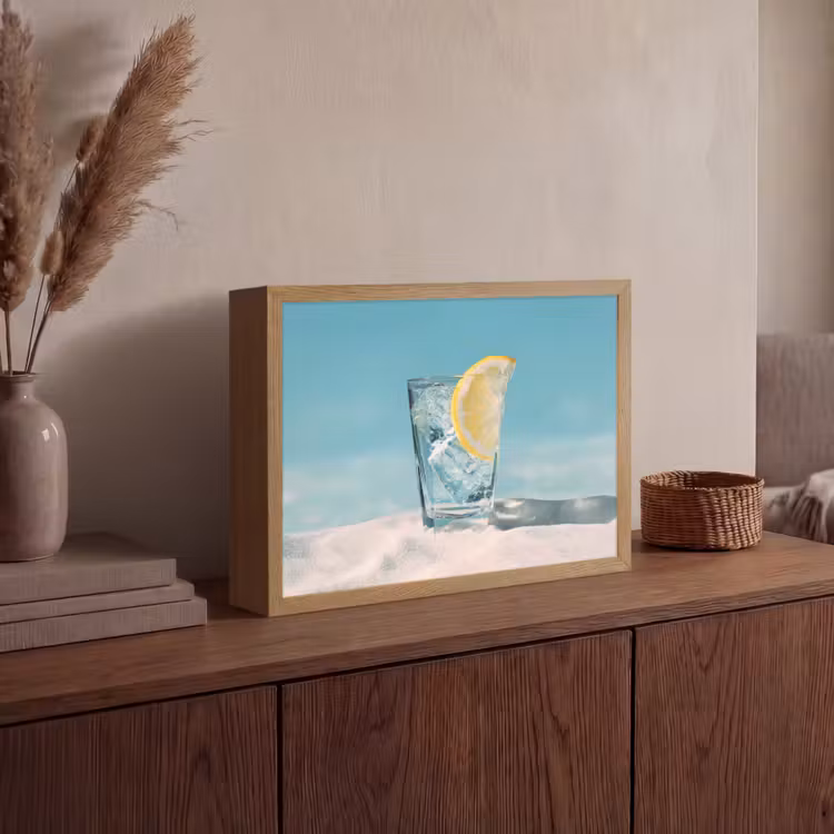 Glas - ijsblokjes - Citroen Light Box met batterij (Wandlamp) middel -sfeer2