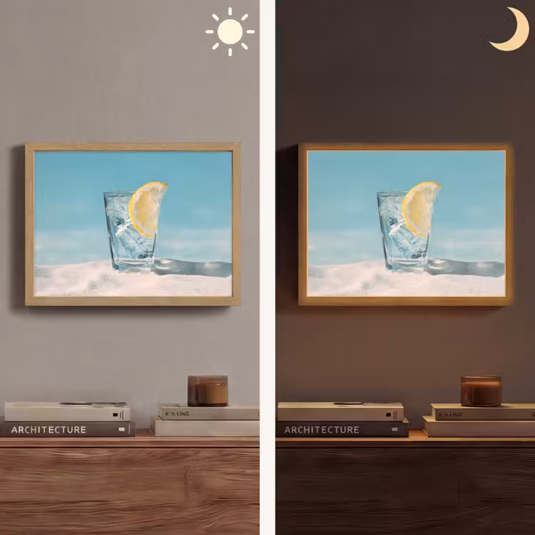 Glas - ijsblokjes - Citroen Light Box met batterij (Wandlamp) middel -sfeer3