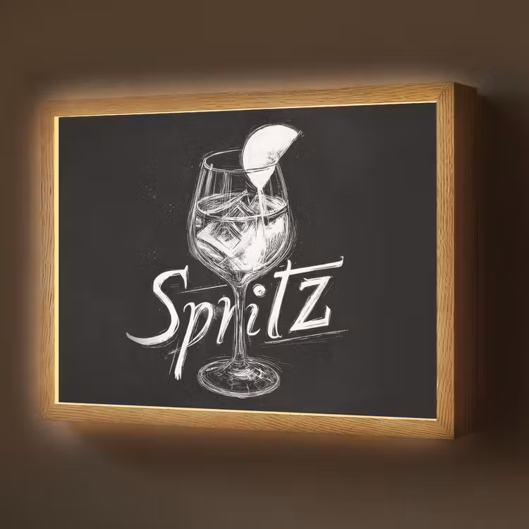 Glas spritz - Krijtletters - Ijsblokjes - Citroen Light Box met batterij (Wandlamp) middel -z3d_website