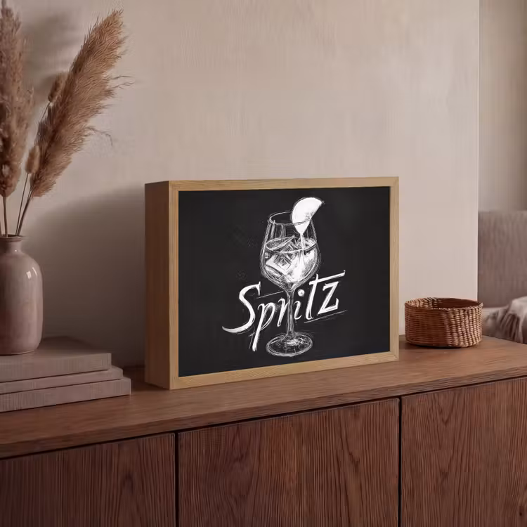 Glas spritz - Krijtletters - Ijsblokjes - Citroen Light Box met batterij (Wandlamp) middel -sfeer2