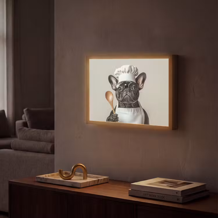 Bril - Hond - Kok Light Box met batterij (Wandlamp) middel -sfeer1
