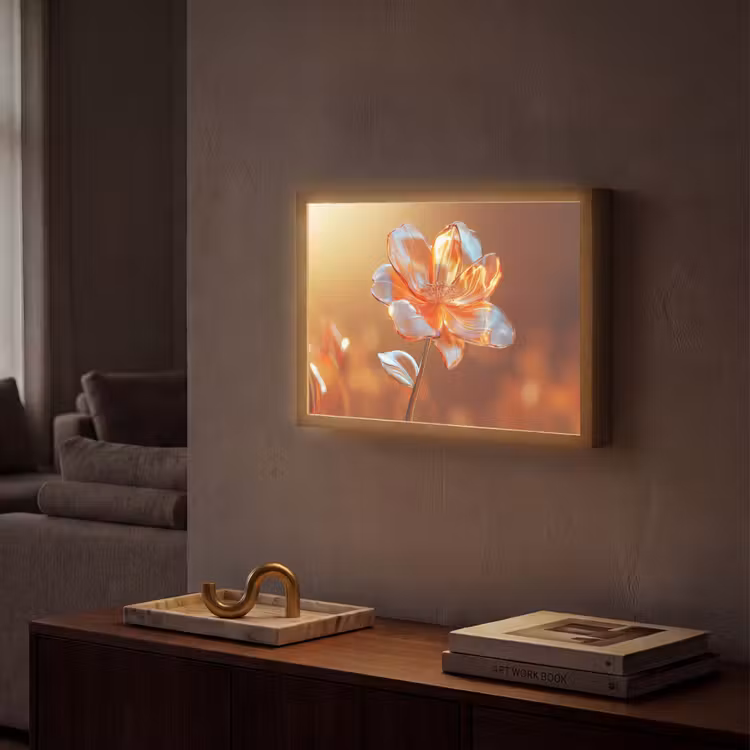 Glazen - Bloem - Zonlicht Light Box met batterij (Wandlamp) middel -sfeer1