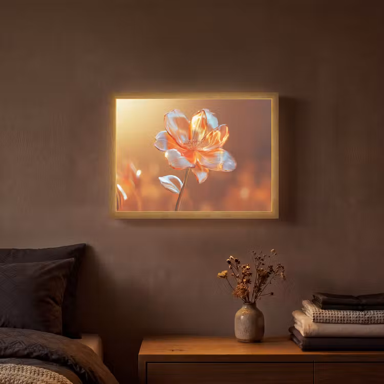 Glazen - Bloem - Zonlicht Light Box met batterij (Wandlamp) middel -sfeer4